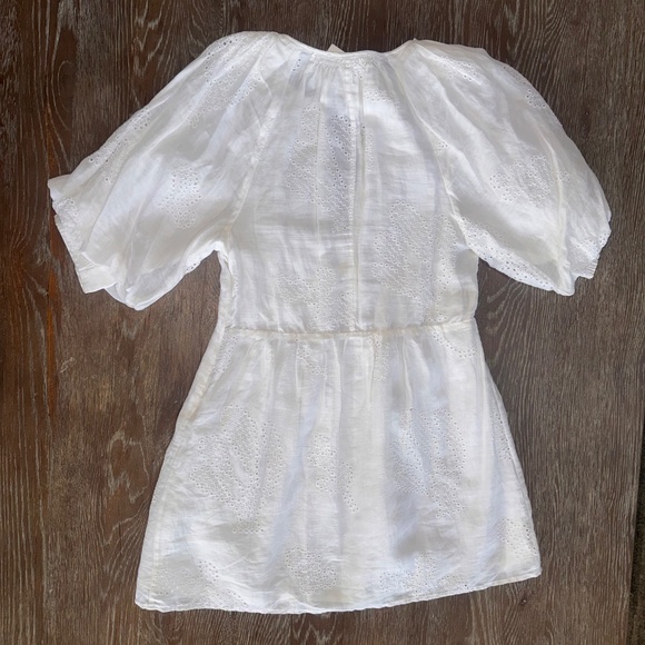 FRAME White Eyelet Puff Sleeve Mini dress Size Medium - Picture 6 of 9
